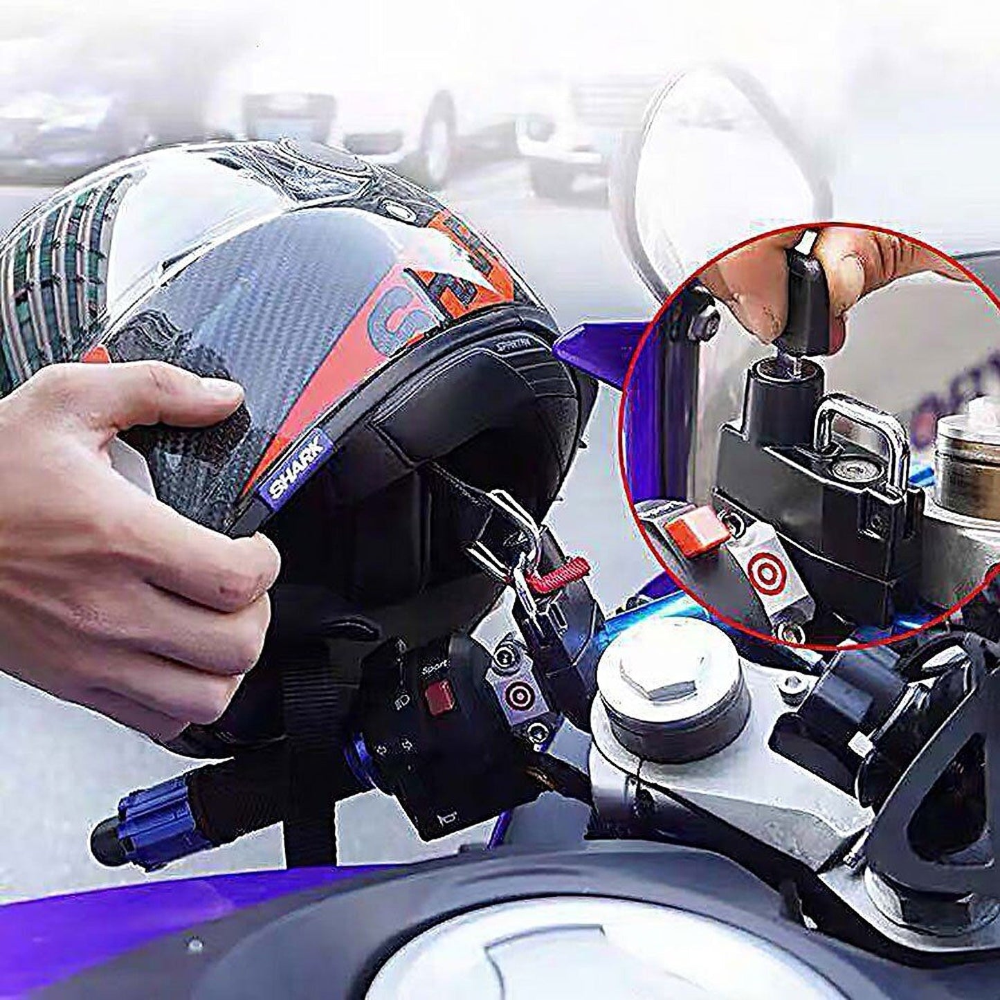 Universal Motorcycle Helmet Lock with Handlebar Hook Anti-theft