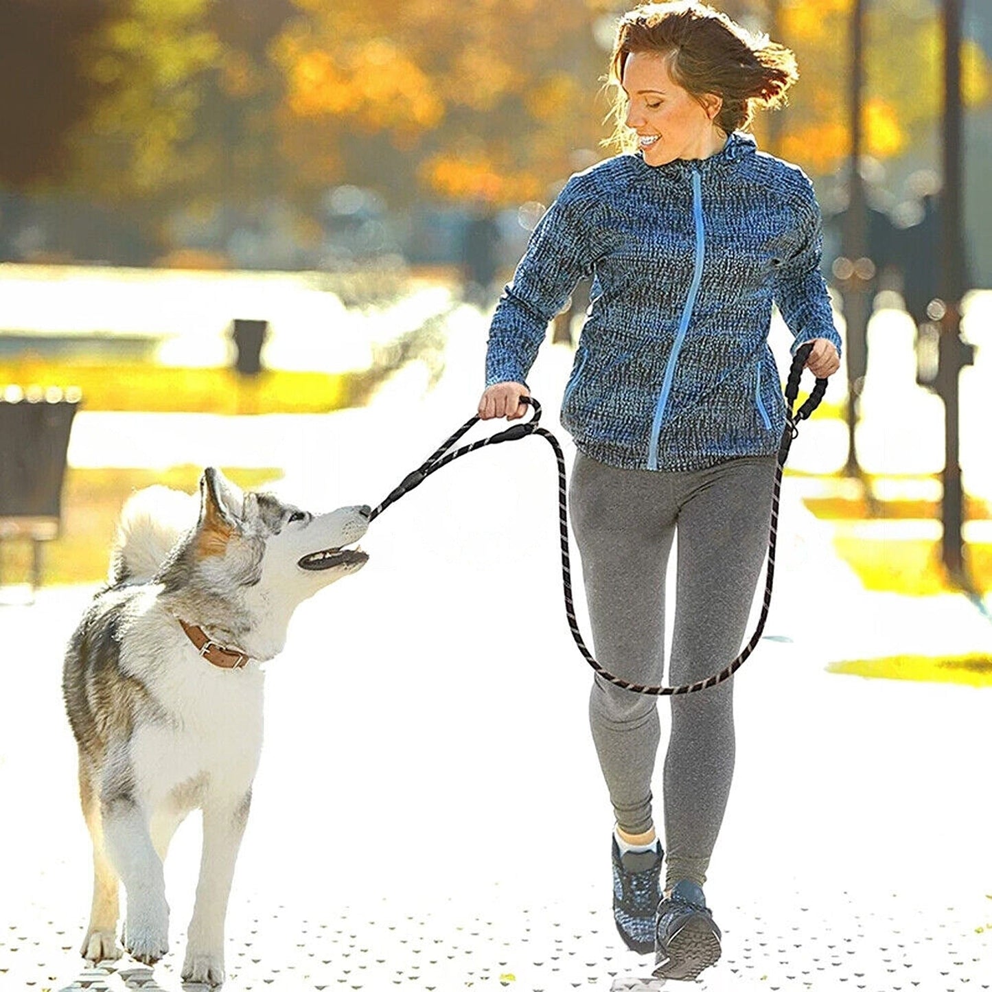 Black Heavy Duty Nylon Dog Training Leash Strong Rope Recall Lead
