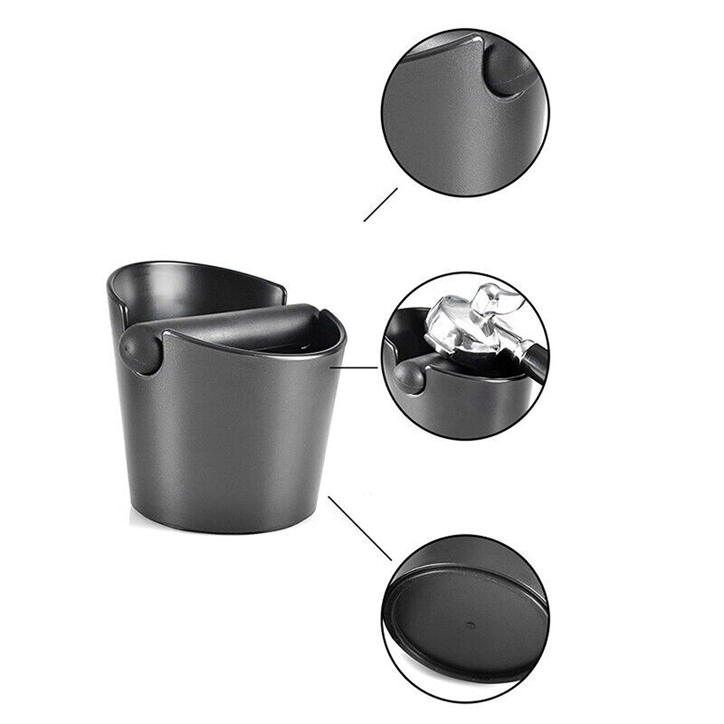 Coffee Knock Box with Tamper Black Espresso Waste Bin