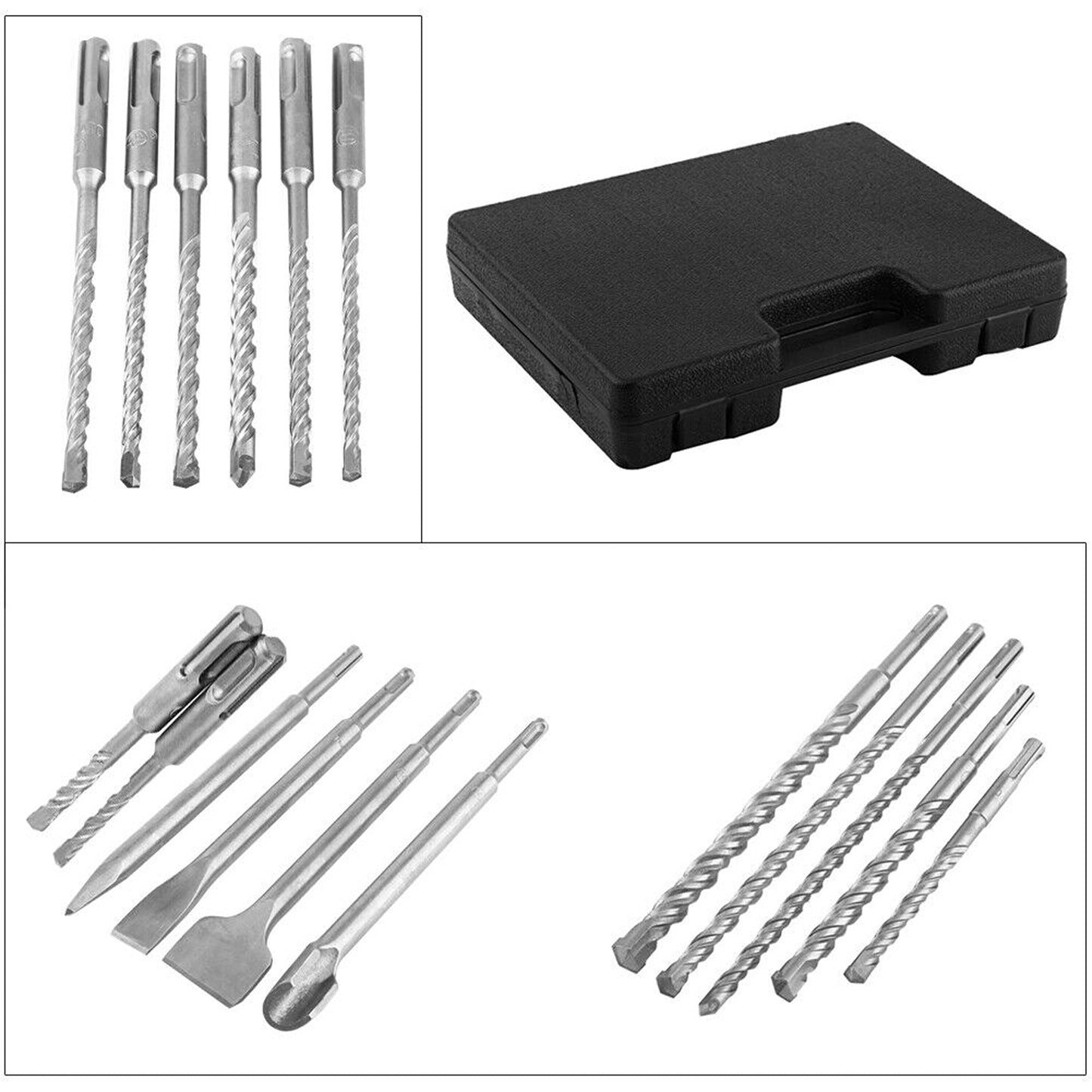 17pcs Masonry SDS PLUS Rotary Hammer Drill and Chisel Bit Set