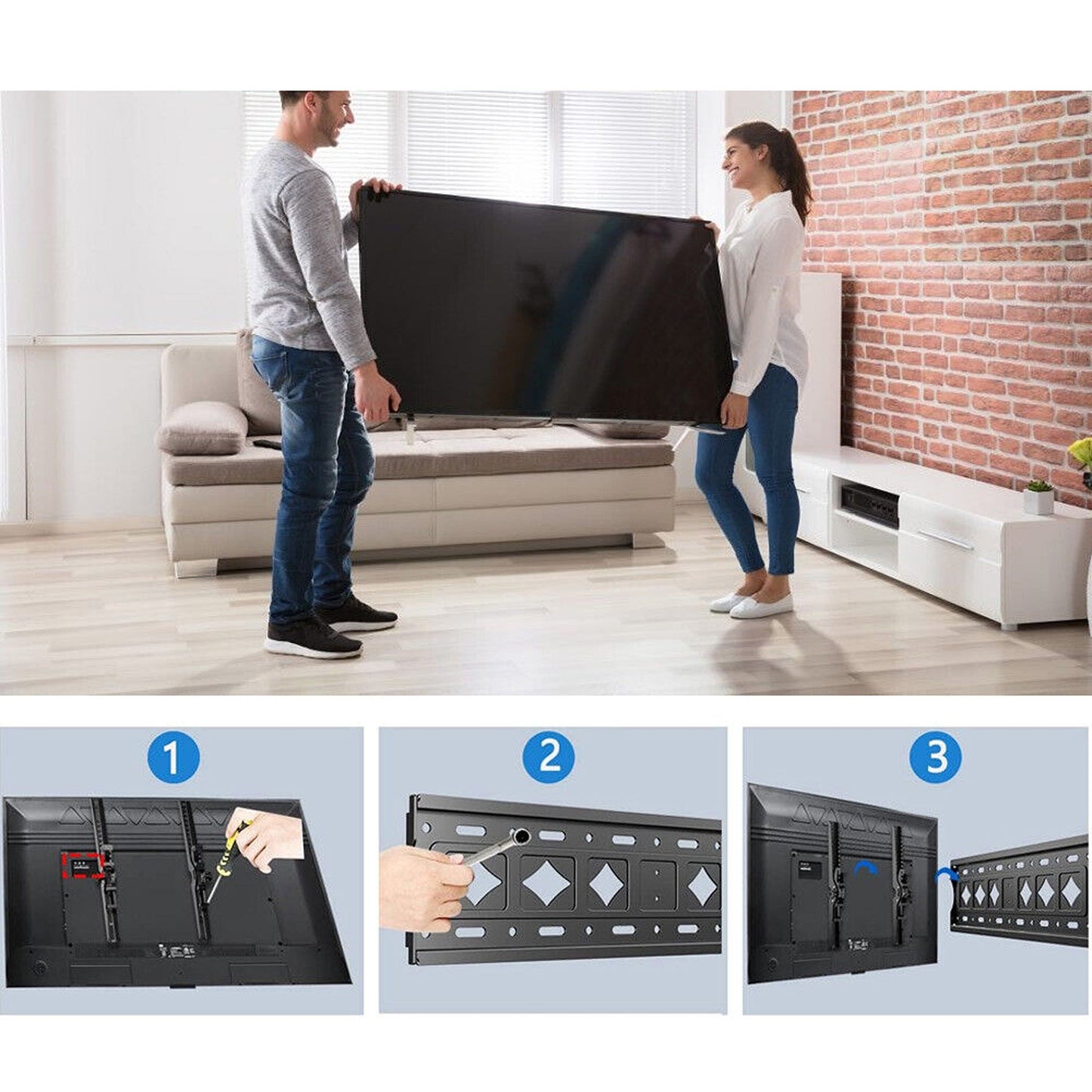 VESA Wall Mount Bracket for 32 to 75 Inch TVs Suitable for Flat and Curved Screens