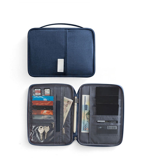 Navy Blue RFID Travel Passport Wallet Waterproof Document Holder