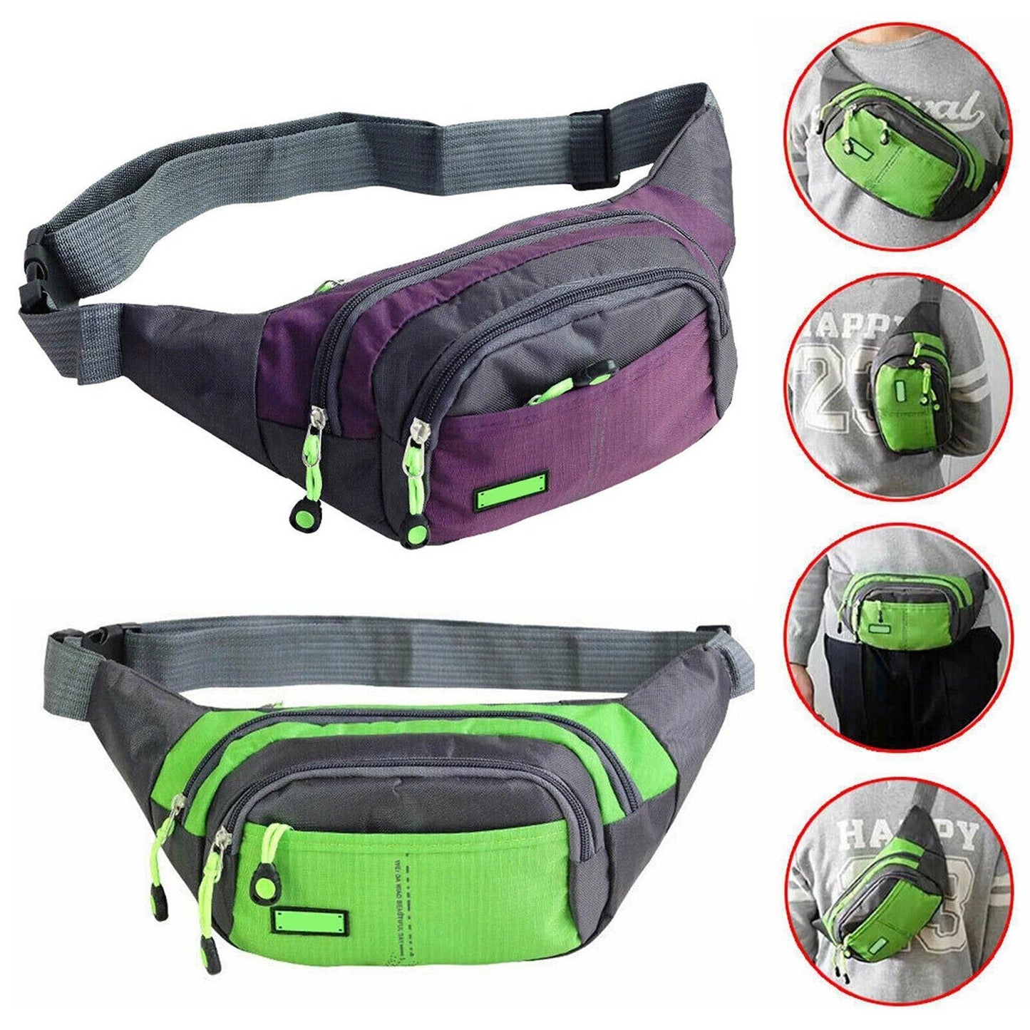 Large Zip Sport Waist Bag Handy Climbing Hiking Fanny Pack