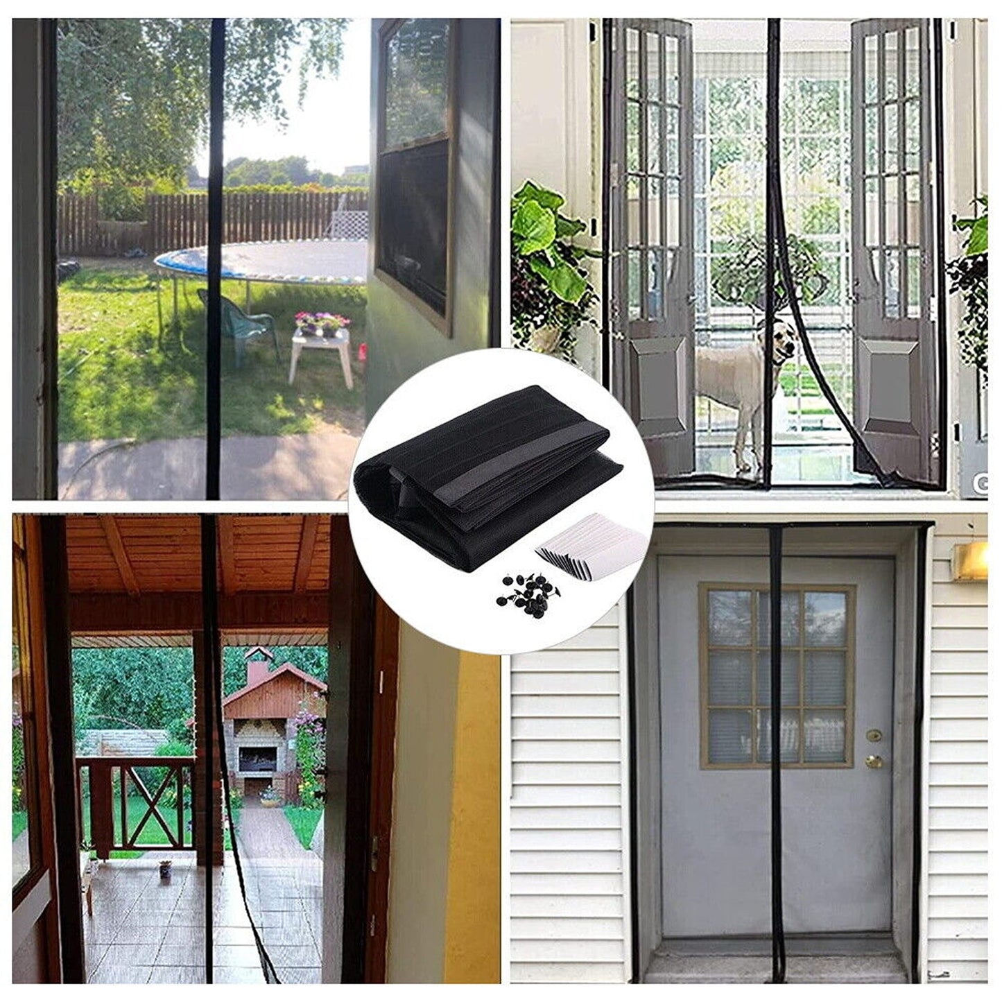 Hands-Free Instant Magnetic Mesh Screen Door for Pets and Bugs 2 Pack