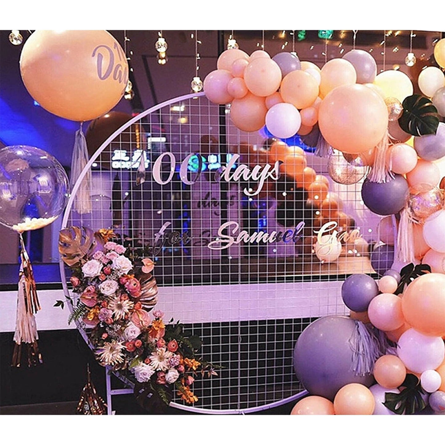 White Mesh Round Hoop Arch for Wedding Party Flower Display