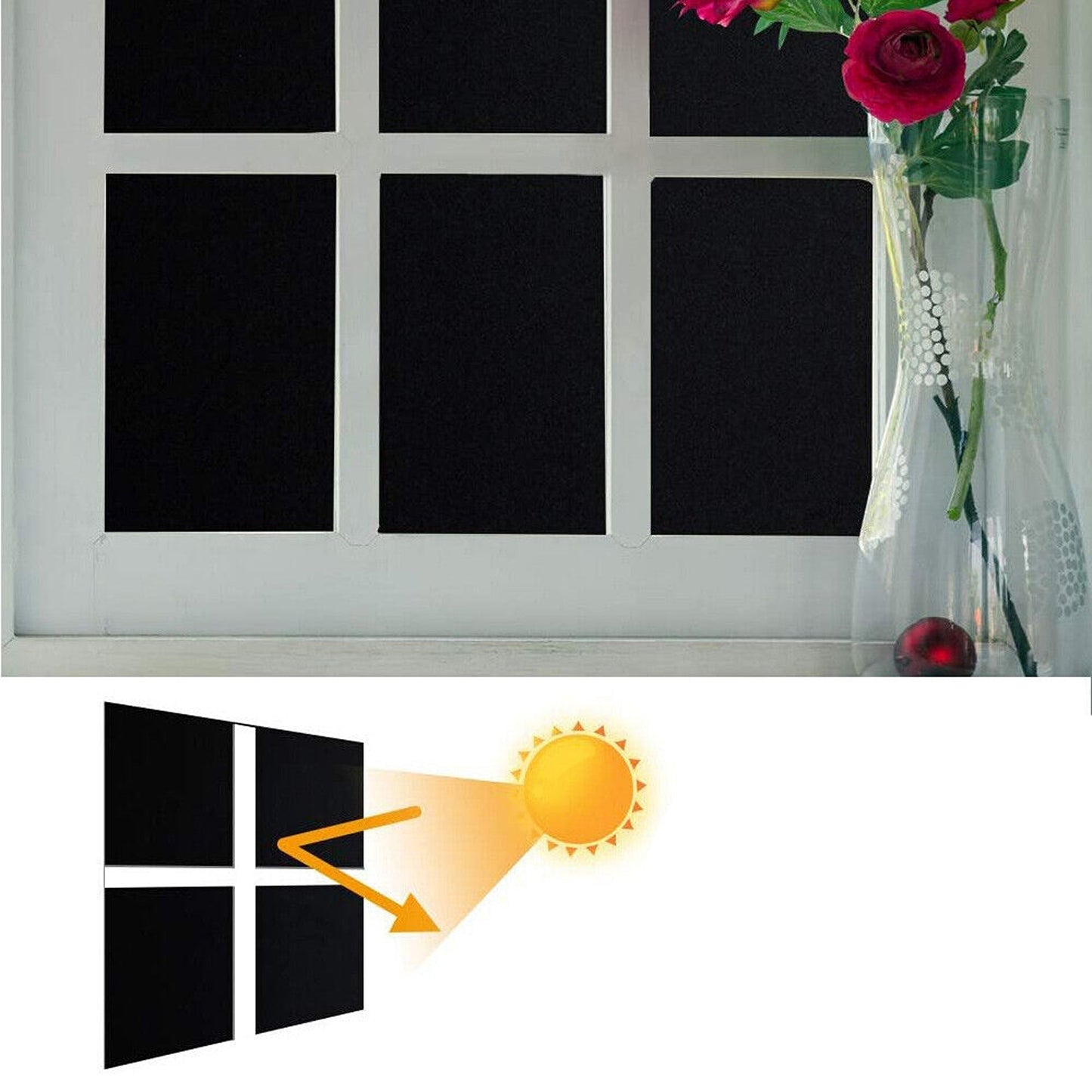 33ft Reusable Black UV Protection Privacy Window Film
