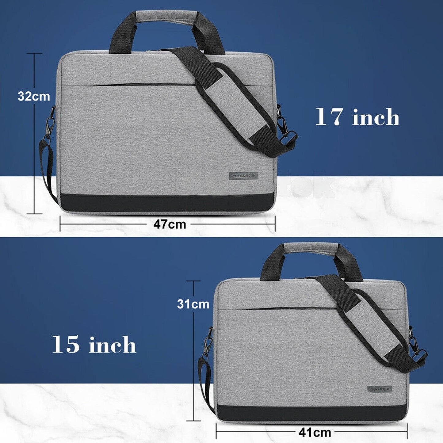 Grey Laptop Shoulder Bag Sleeve for Macbook Lenovo HP Briefcase Style