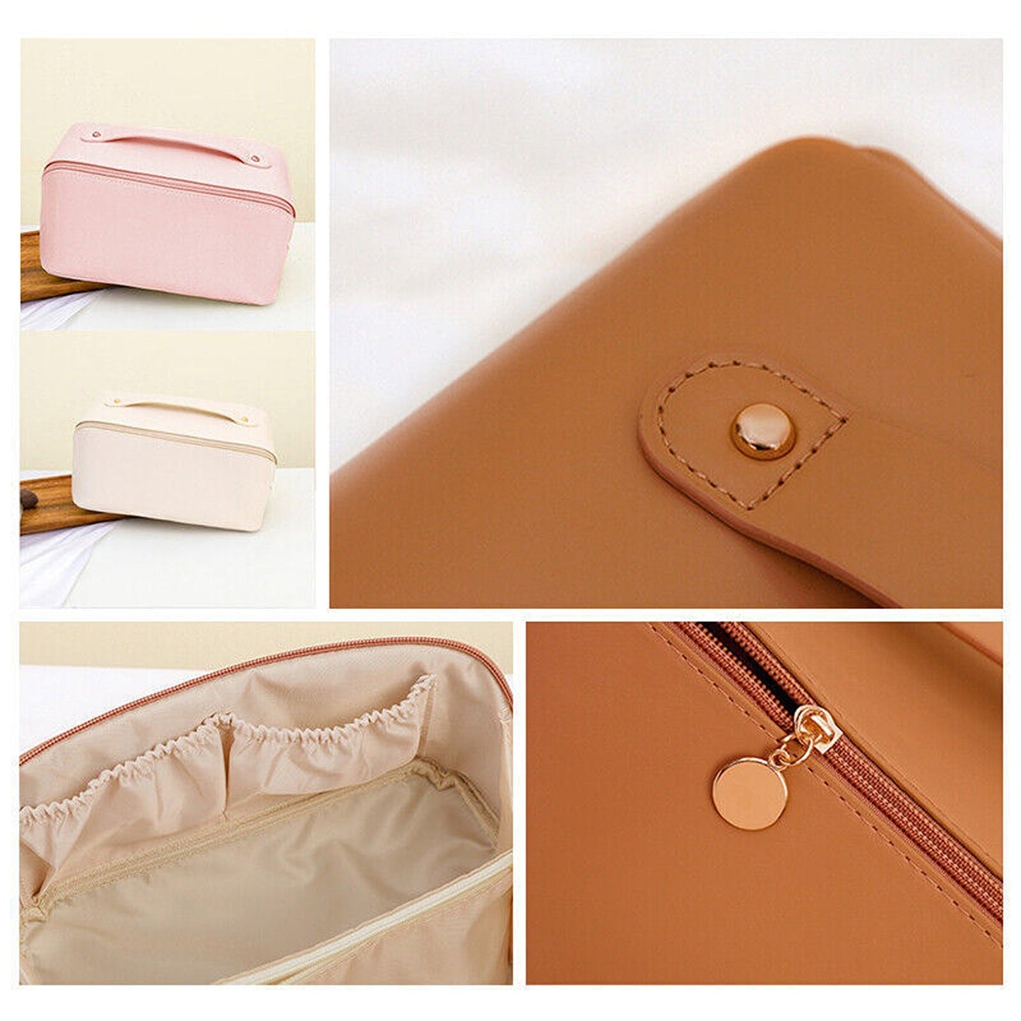 Large Travel Cosmetic Makeup Bag with Organizers and Brush Slots