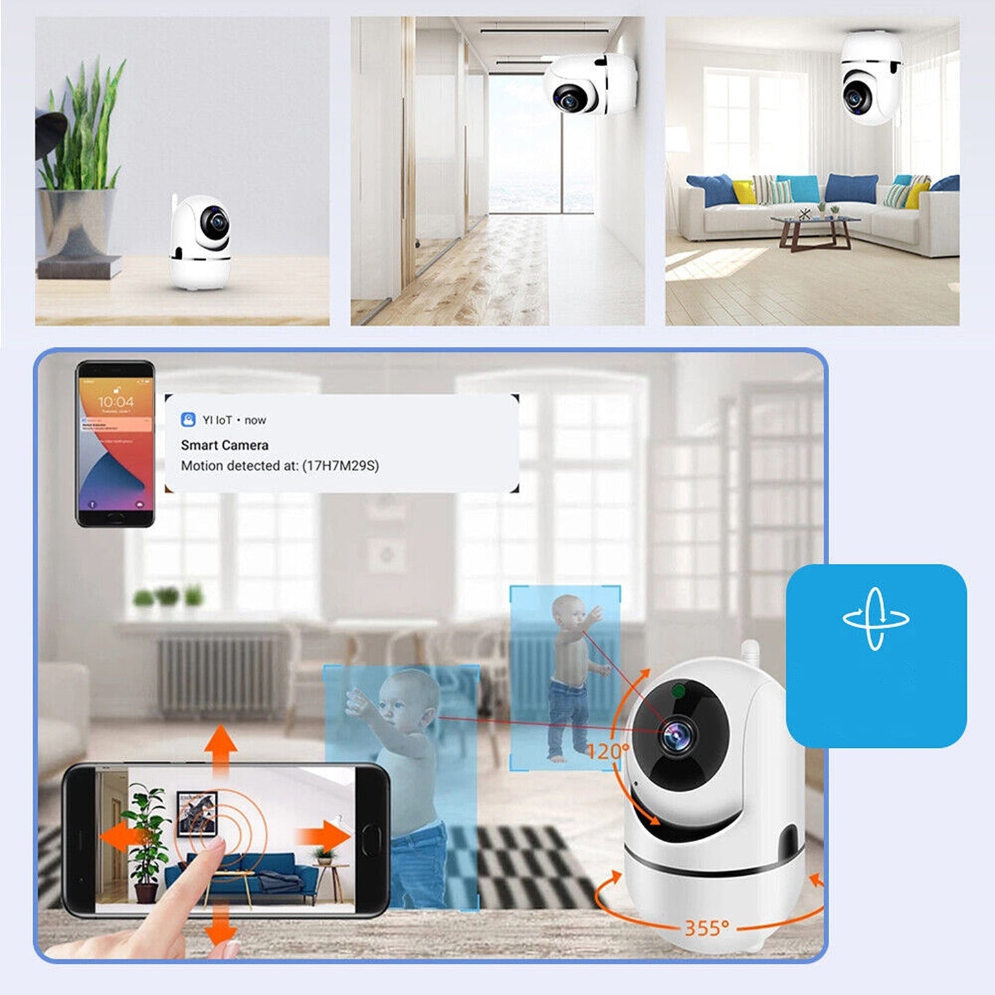 Wireless 1080P Security Camera Indoor WiFi System for Home and Pets