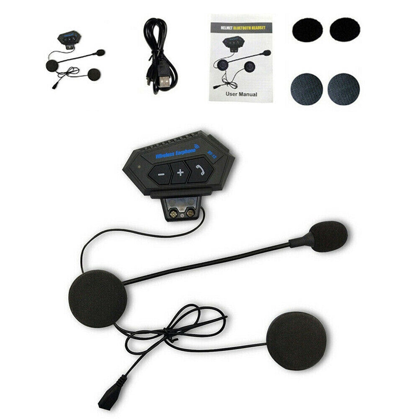 Motorcycle Helmet Bluetooth Intercom Headset BT-12 Wireless Headphone