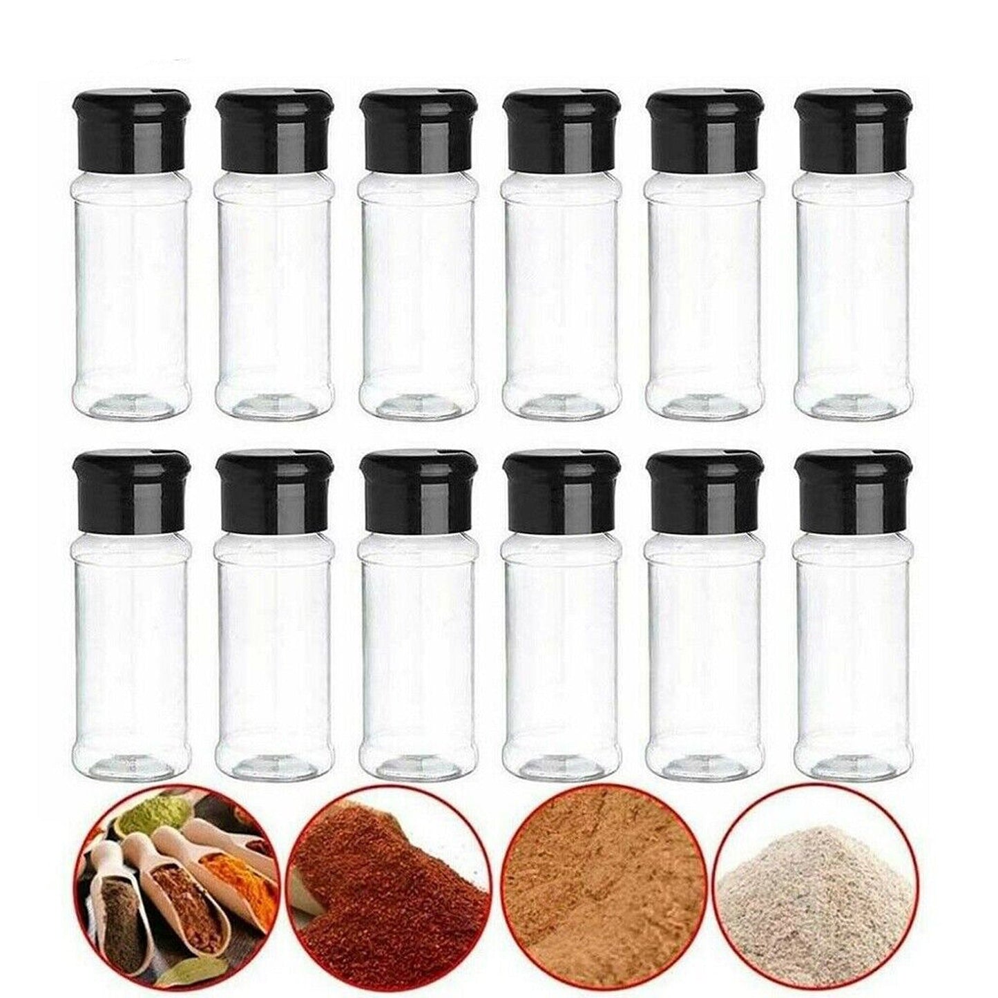Herb and Spice Clear Storage Jars with Shaker Lids 100ML