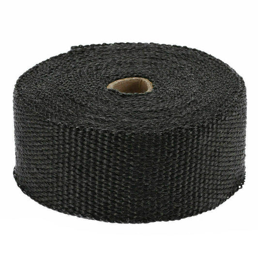 Exhaust Heat Wrap Resistant to 2000F with 10 Stainless Ties Black