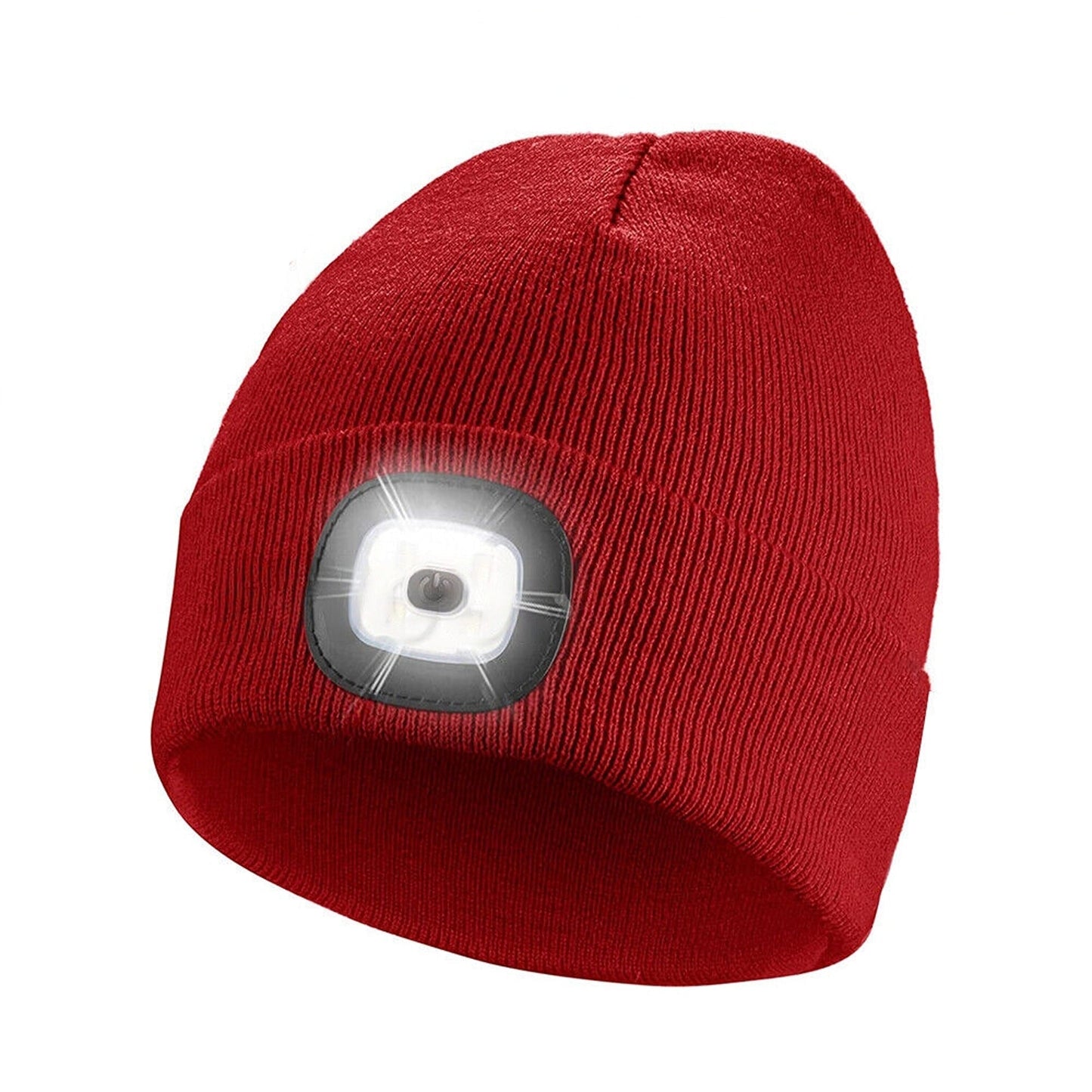 USB Rechargeable Men Women Warm LED Light Knitted Beanie Hat