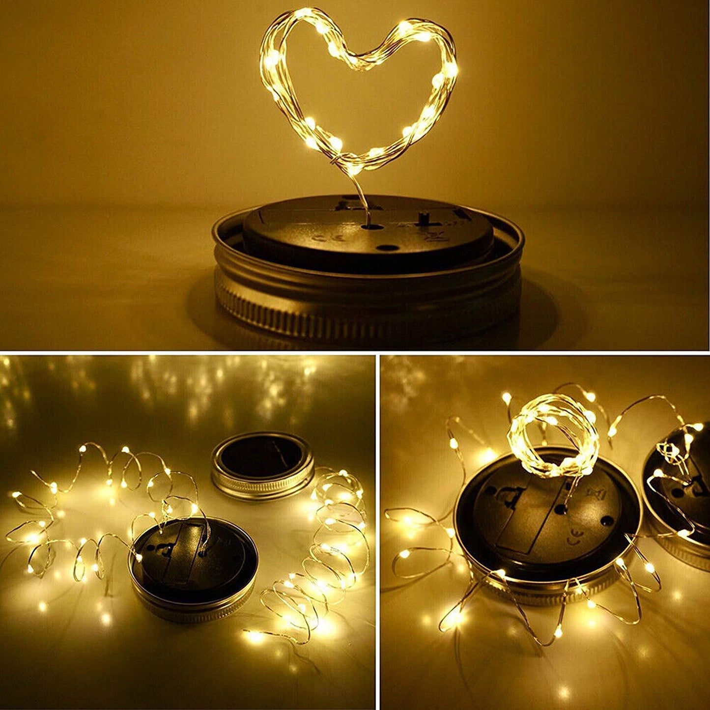 Outdoor Solar Powered Mason Jar Fairy Lights Garden Wedding Decor Lamp