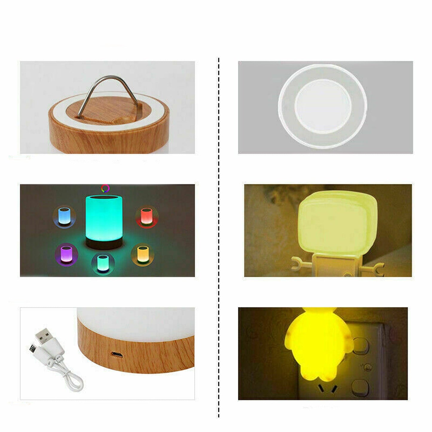 7 Colour USB Rechargeable RGB LED Touch Night Light Dimmable Mood Bedside Lamp