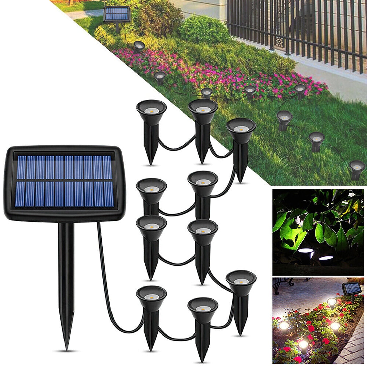 10 in 1 Solar Spot Light Outdoor Waterproof LED Garden Lawn Lights