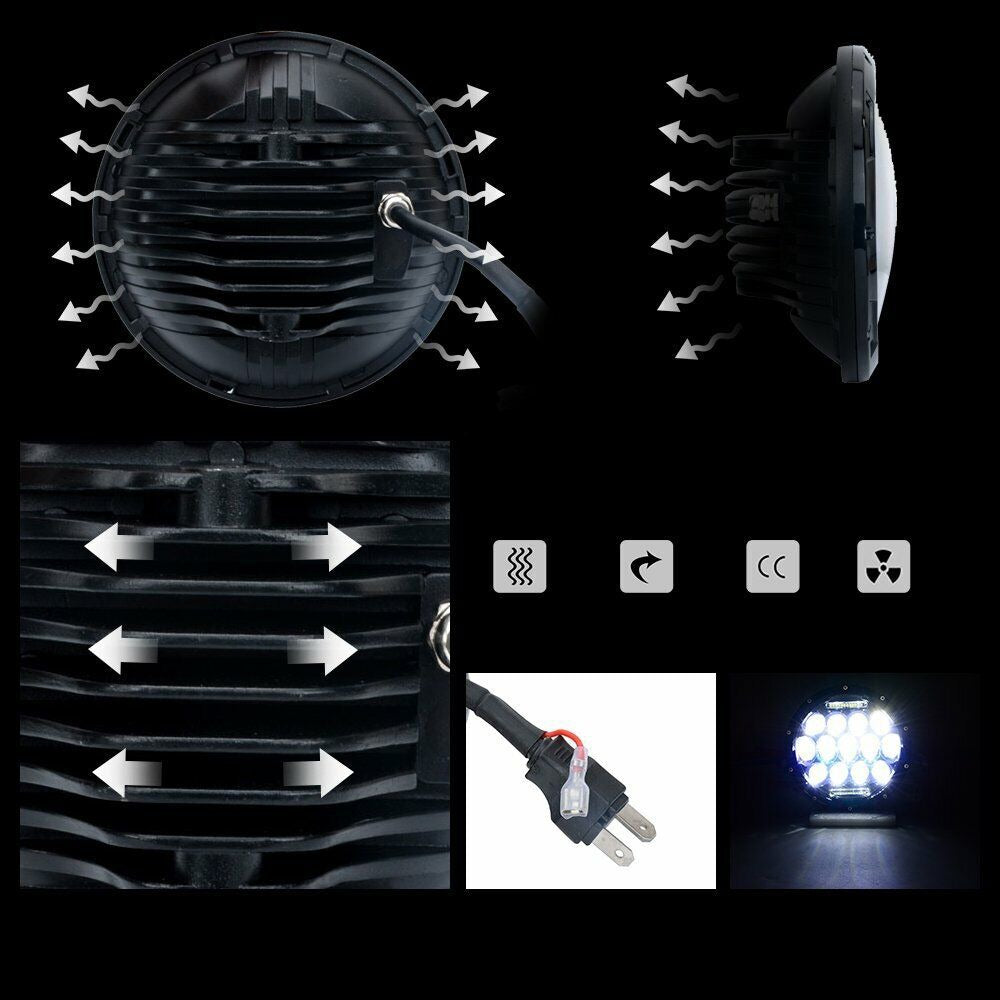 7in Pair of Round LED Headlights with DRL for Patrol GQ