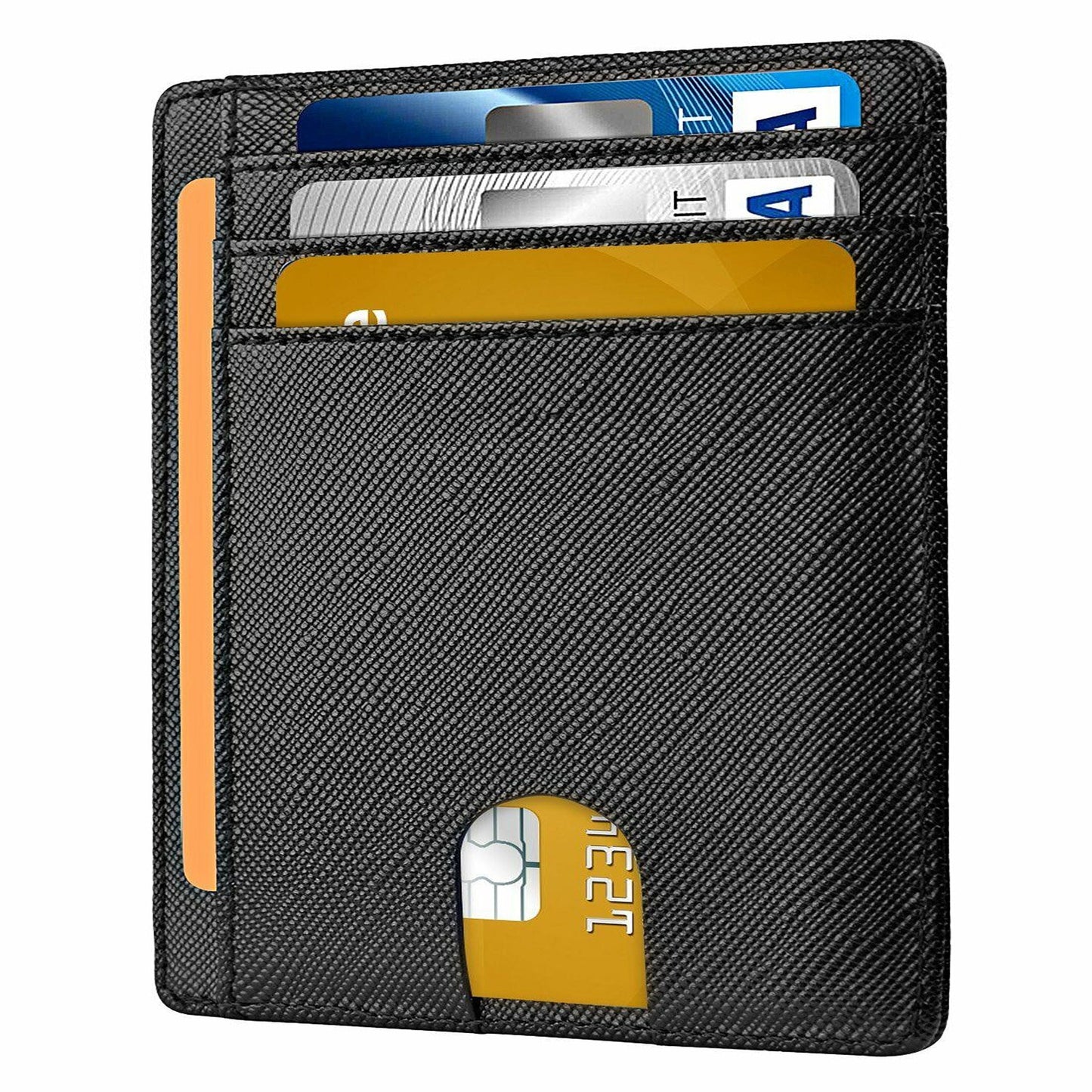 Flip Leather Slim Wallet with RFID Blocking and Credit Card Holder