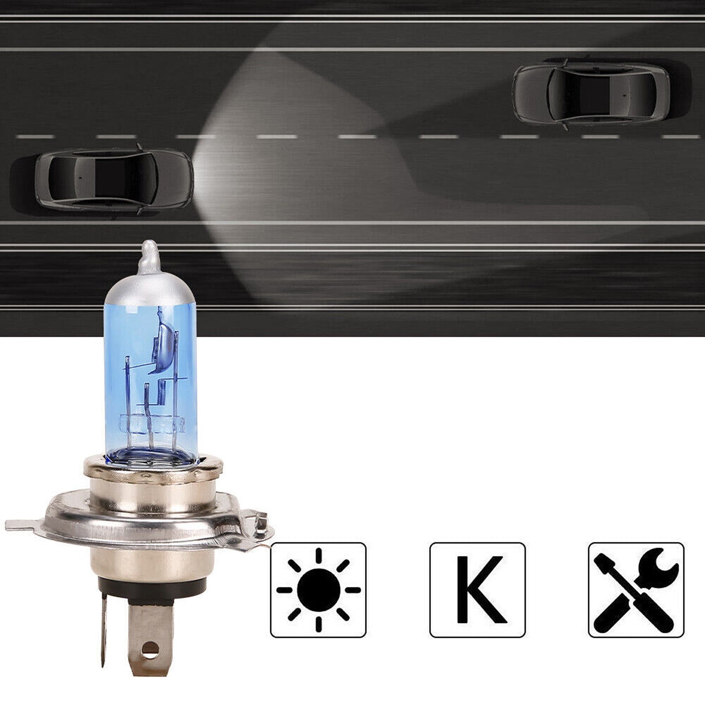 LED Headlight Globes Set 90W Warm White Bulbs for Car Accessories H4