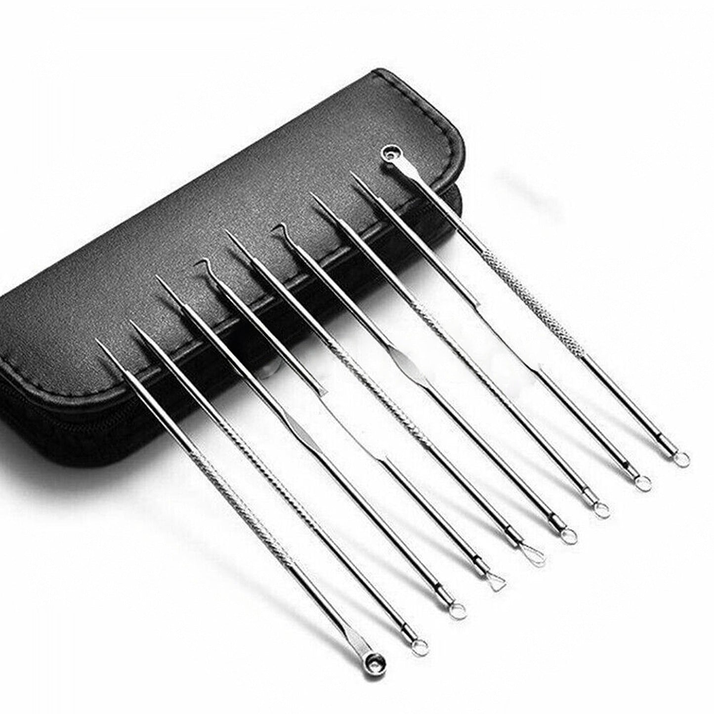 9pcs Comedone Extractor Tool Kit Blackhead Pimple Spot Remover