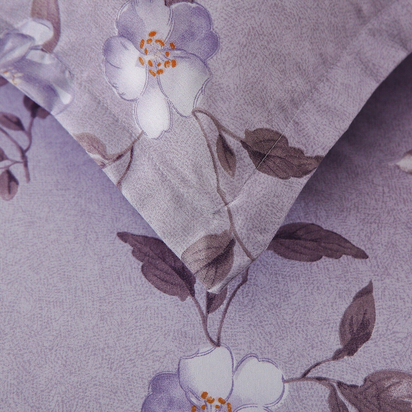 Leaves Pattern Purple Soft Quilt Duvet Cover Set for Queen King Bed
