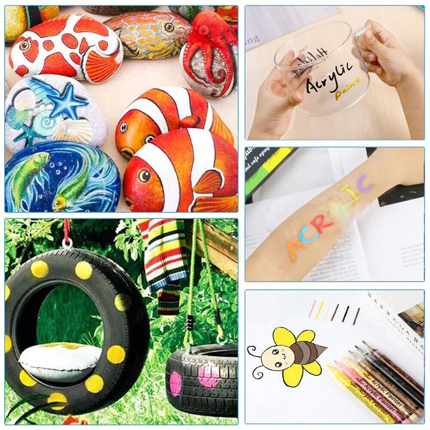 24pcs Stone Glass Rock Acrylic Paint Pens Colour Set for Rock Painting