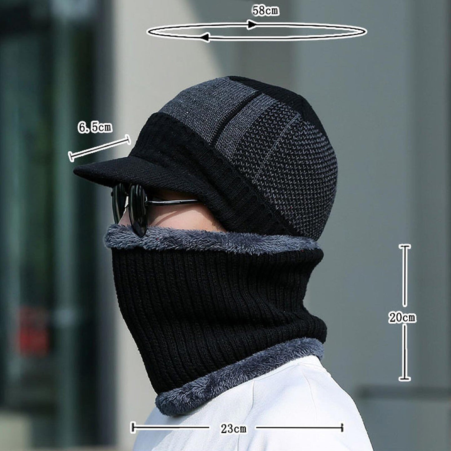 Men and Women Winter Beanie Hat and Scarf Set Fleece Warm Snow Ski Cap