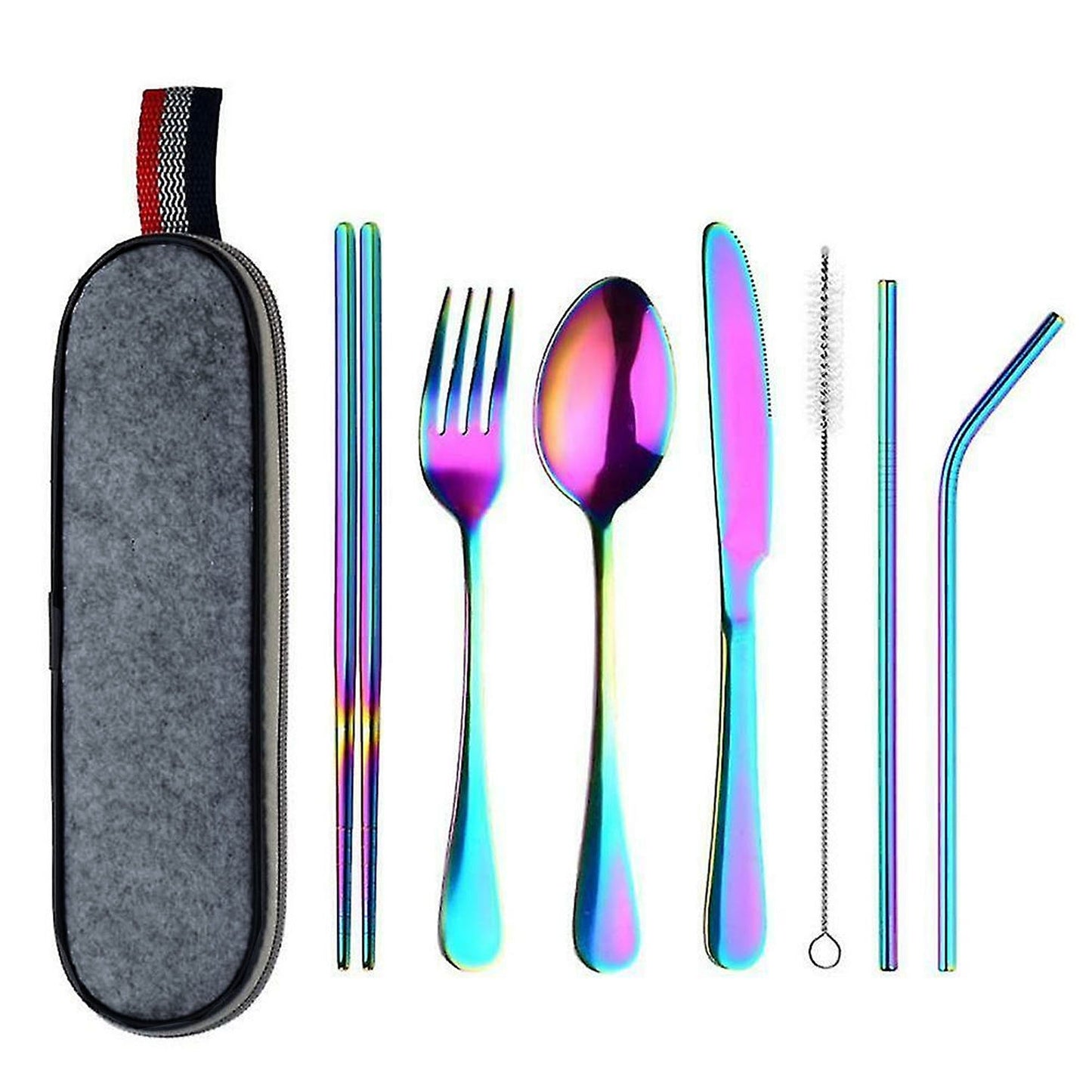 8-Piece Portable Stainless Steel Travel and Camping Cutlery Set
