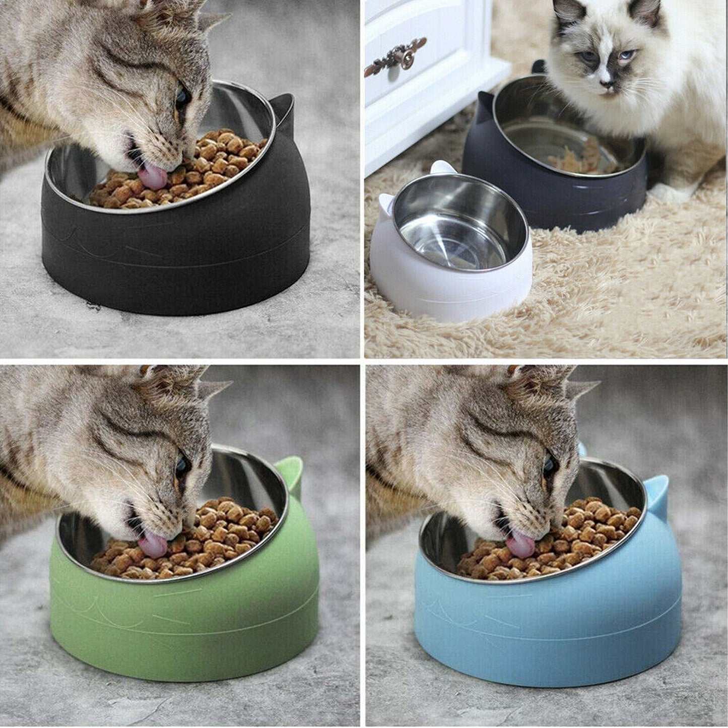 2pcs Elevated Dog Bowl Stand with Tilted Food Water Feeder