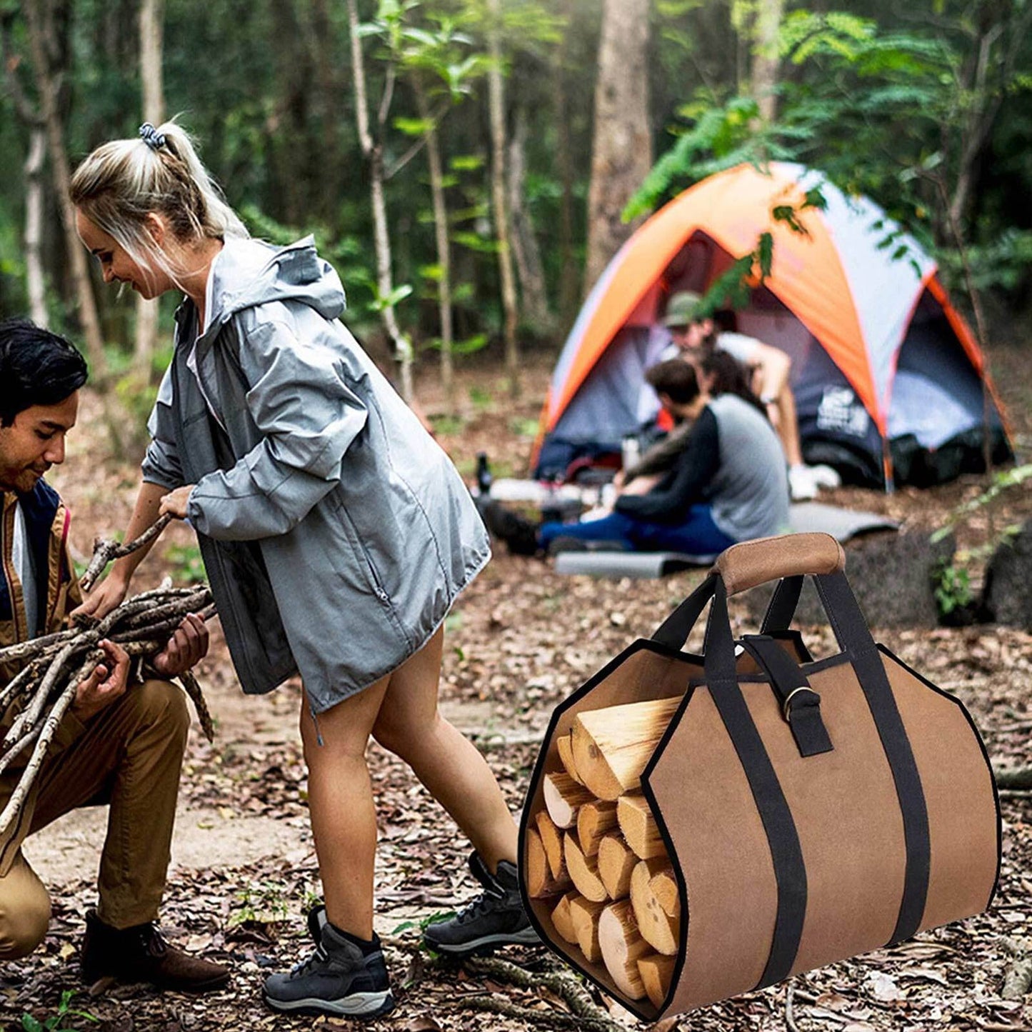 Canvas Wood Carrying Holder Multifunctional Firewood Carrier Bag