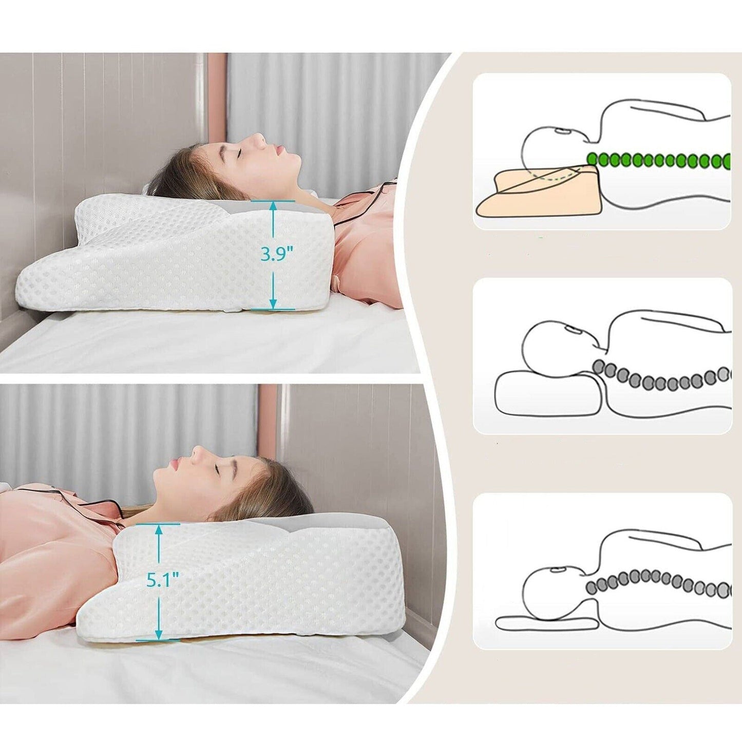 Anti Snore Memory Foam Cervical Pillow for Back and Neck Support