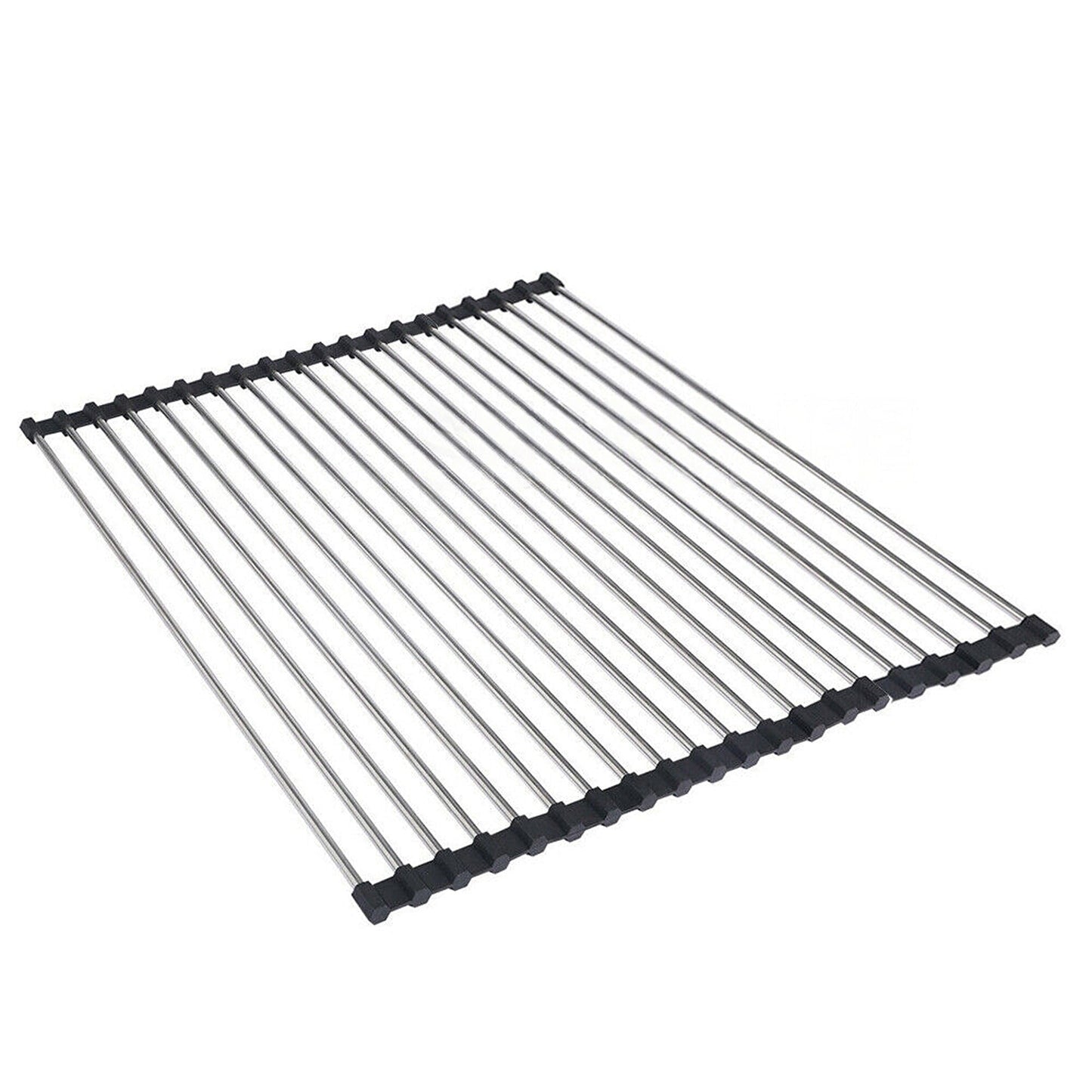 Over Sink Dish Drainer Stainless Steel Roll Up Foldable Rack