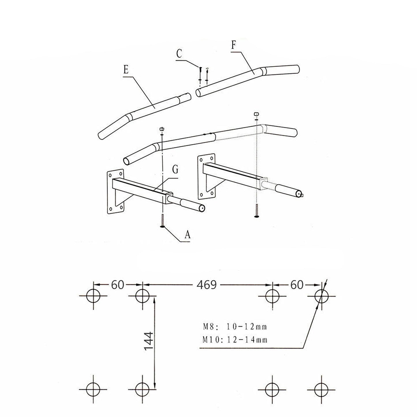 Outdoor Fitness Wall Mounted Pull Up Bar Gymnastics Chin Equipment