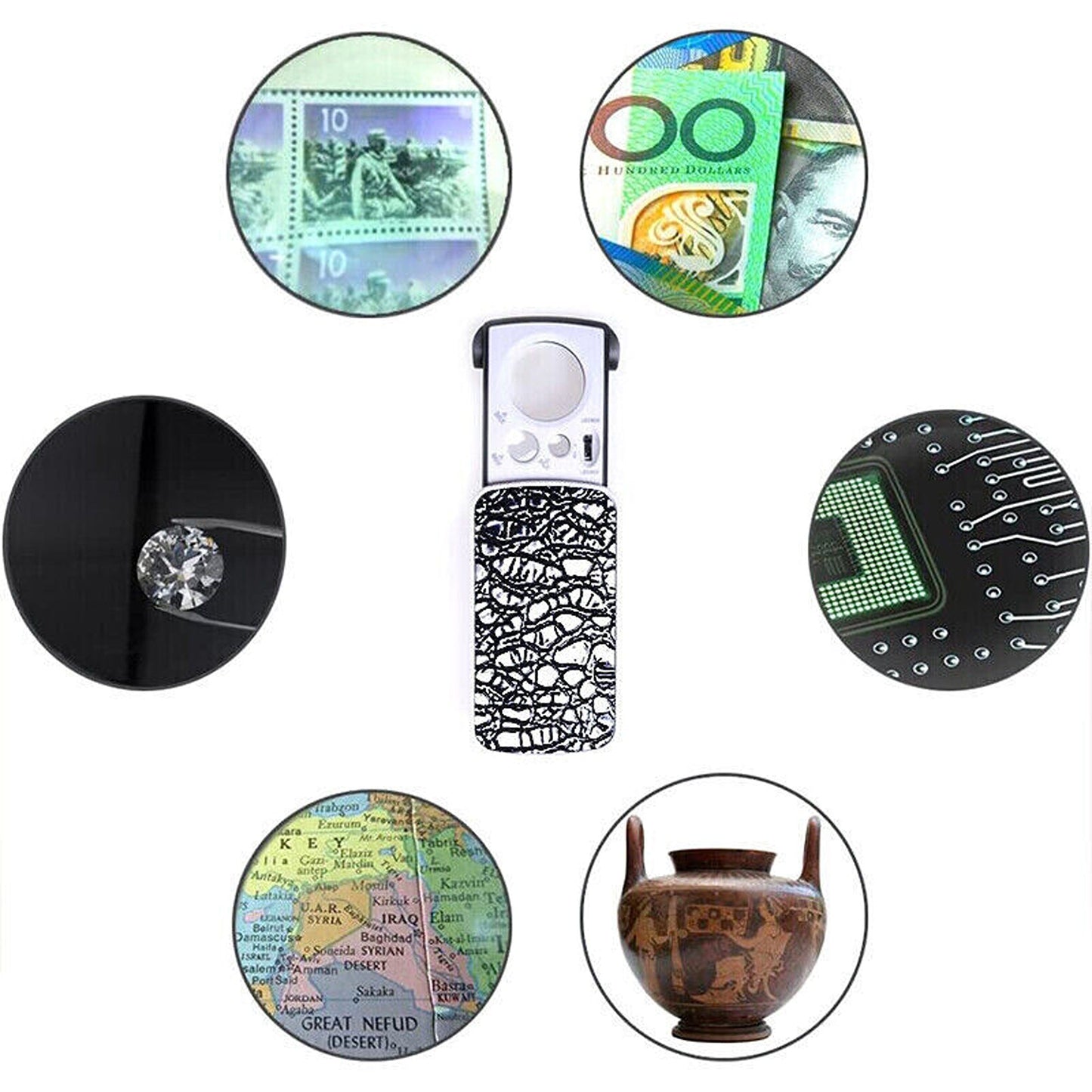 Jeweler Loupe with LED Light and Magnifying Glass Lens