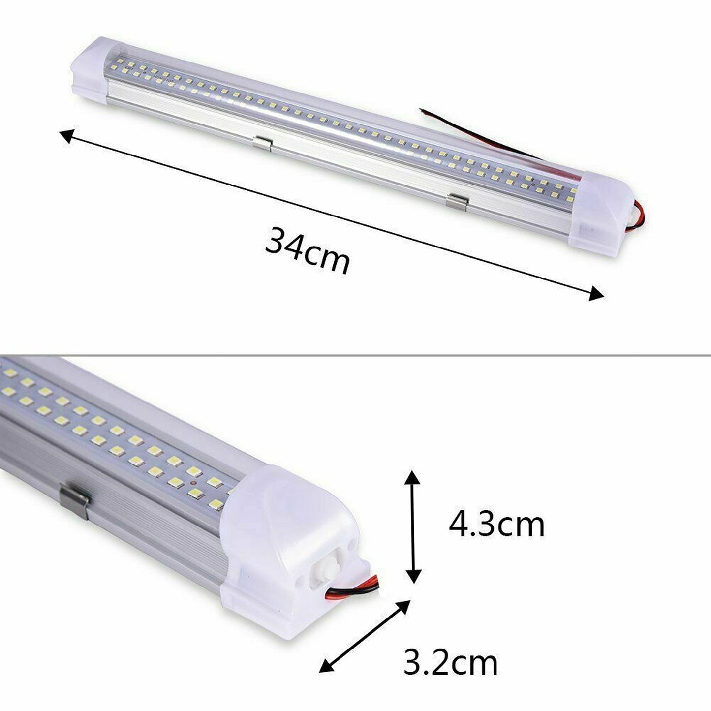 4pcs 12V LED Interior Light Bar Strip with Switch for Car Van and Bus
