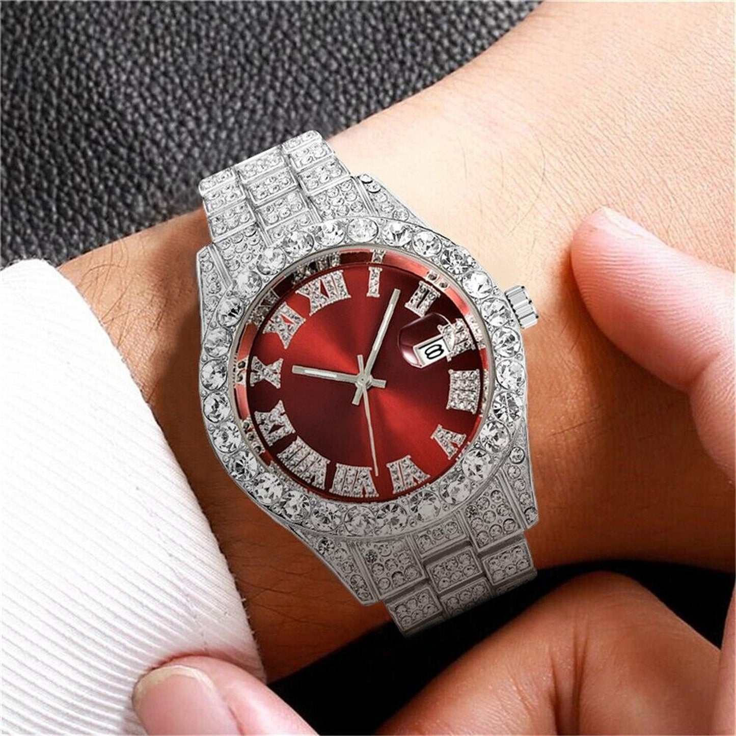 Men Luxury Hip Hop Watch Iced Bling Diamond with Stainless Steel Band