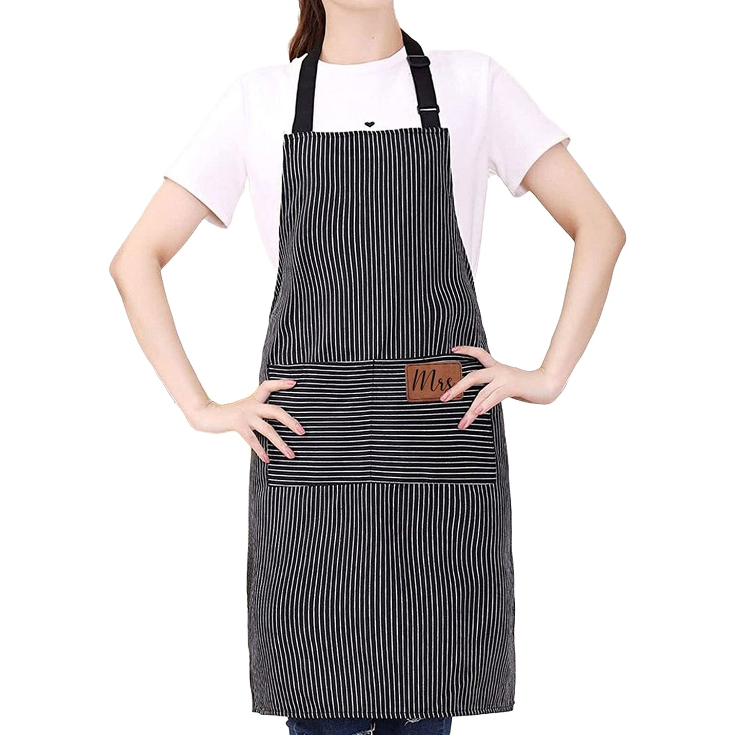 Neck Adjustable Chef Apron with 2 Pockets for Kitchen BBQ