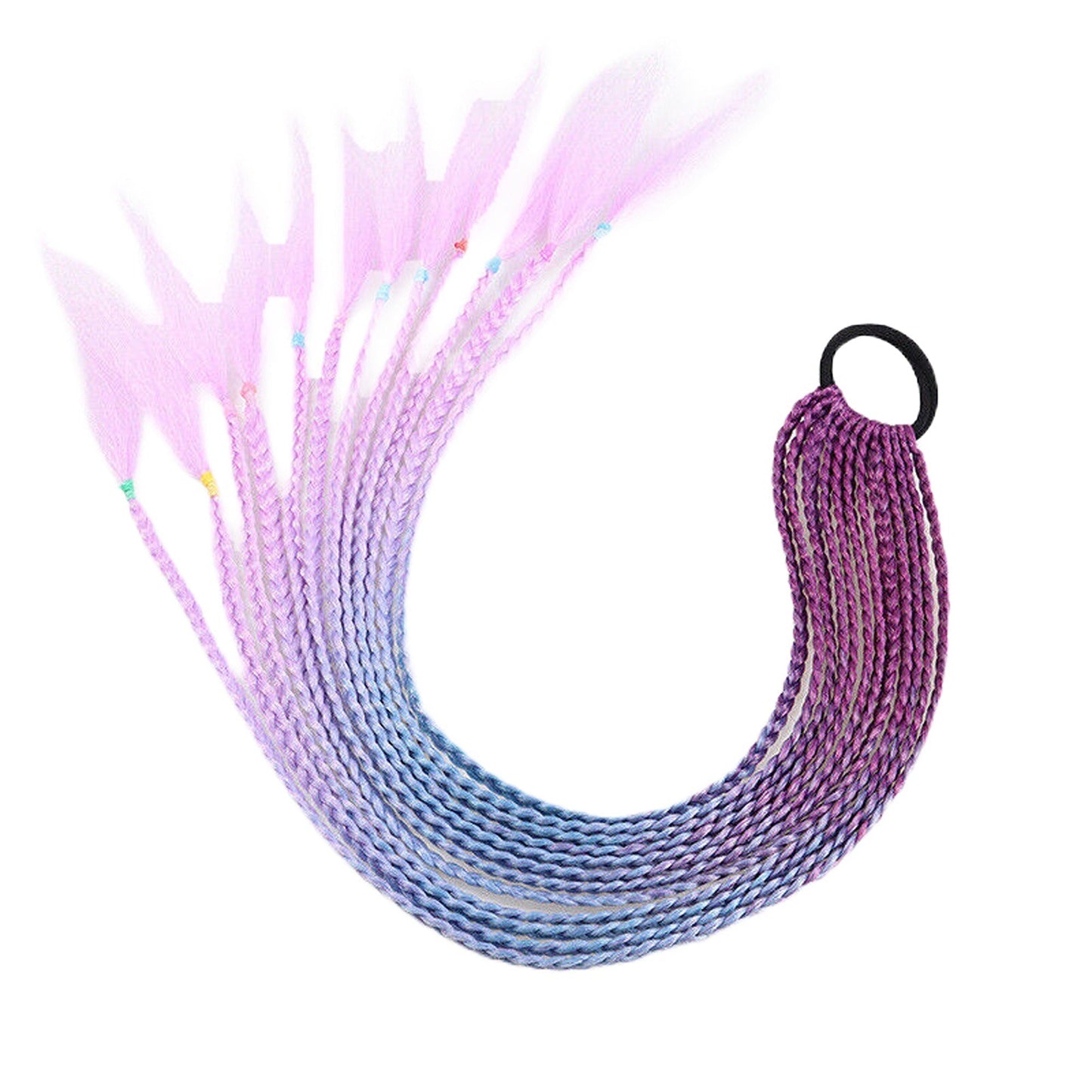 Colorful Braided Hair Extensions Elastic Ponytail Tie Fashion Accessory
