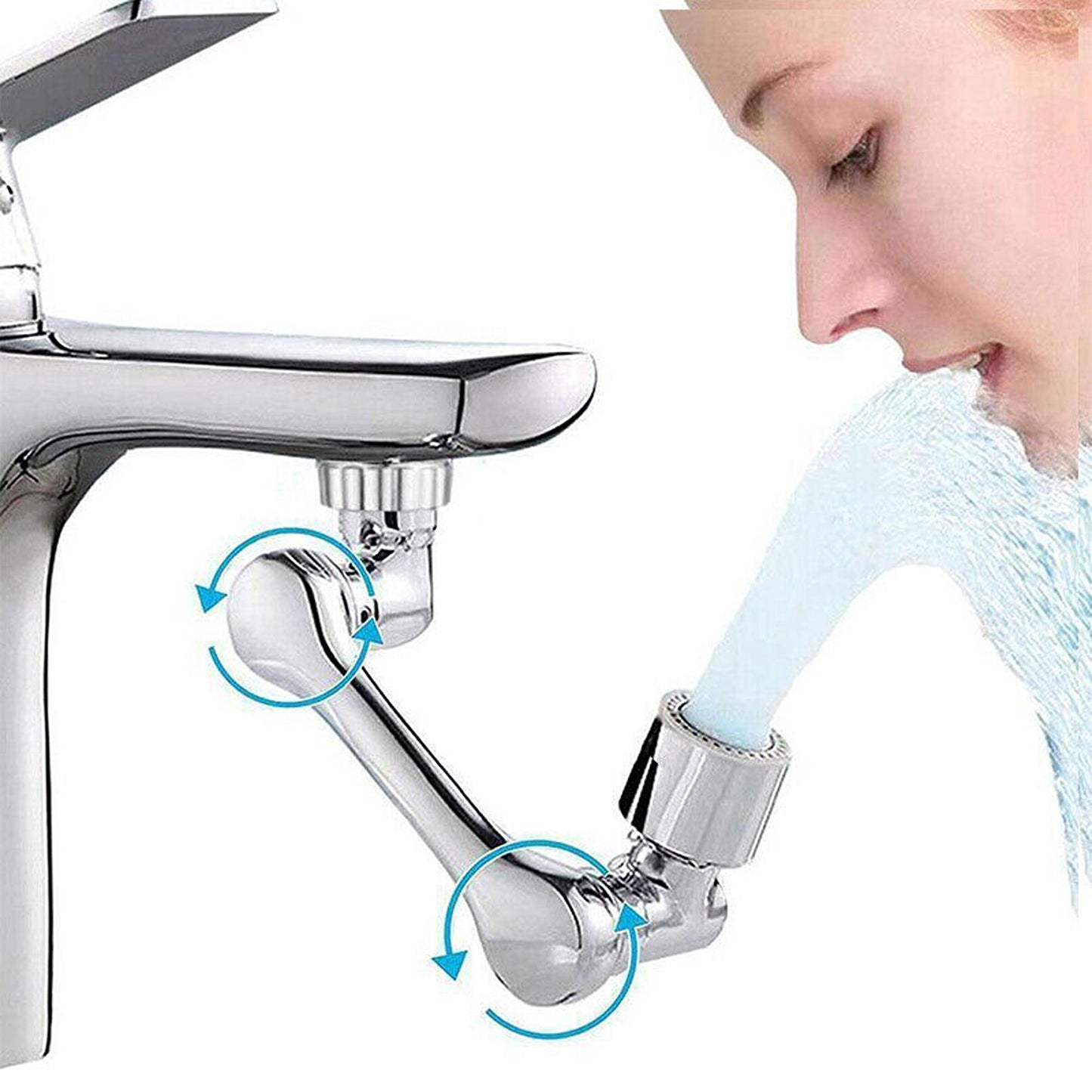 1080-Degree Rotatable Faucet Aerator with Extendable Arm for Kitchen Sinks