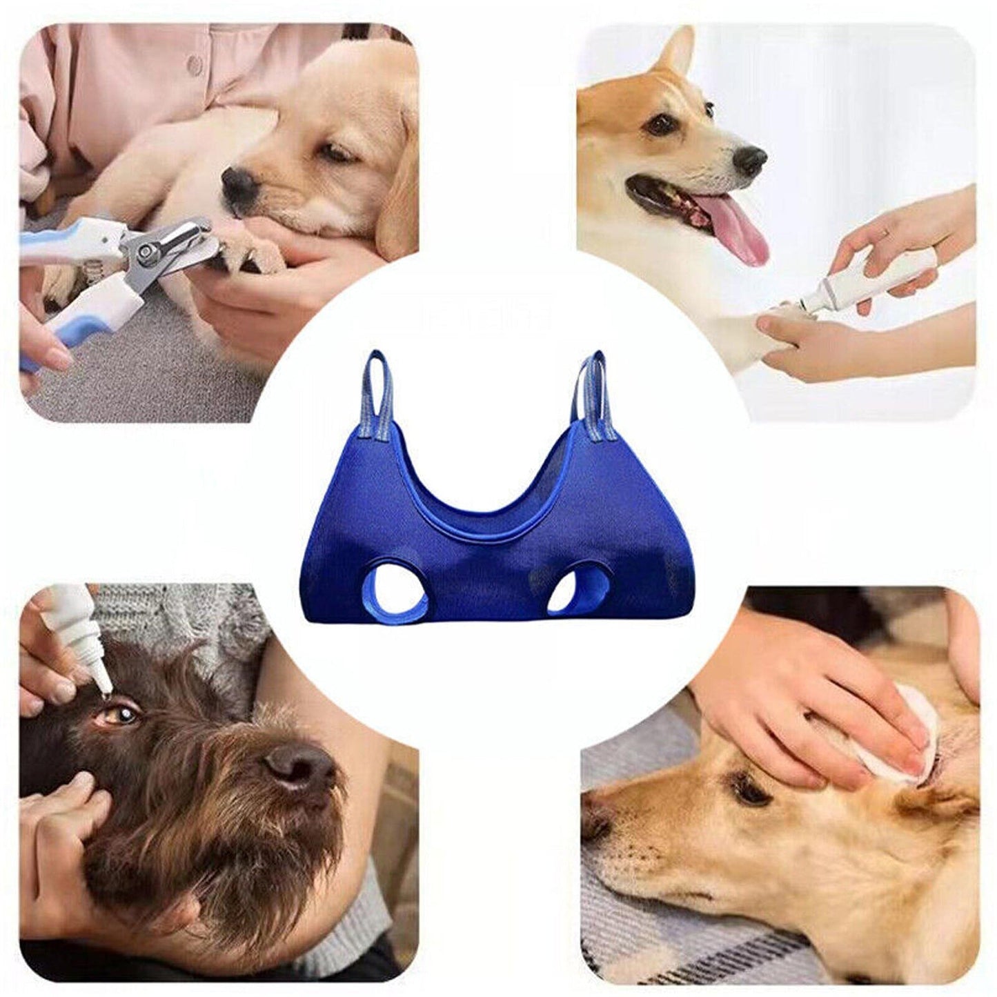 Blue Pet Grooming Hammock Sling Dog and Cat Bathing Nail Care Bag