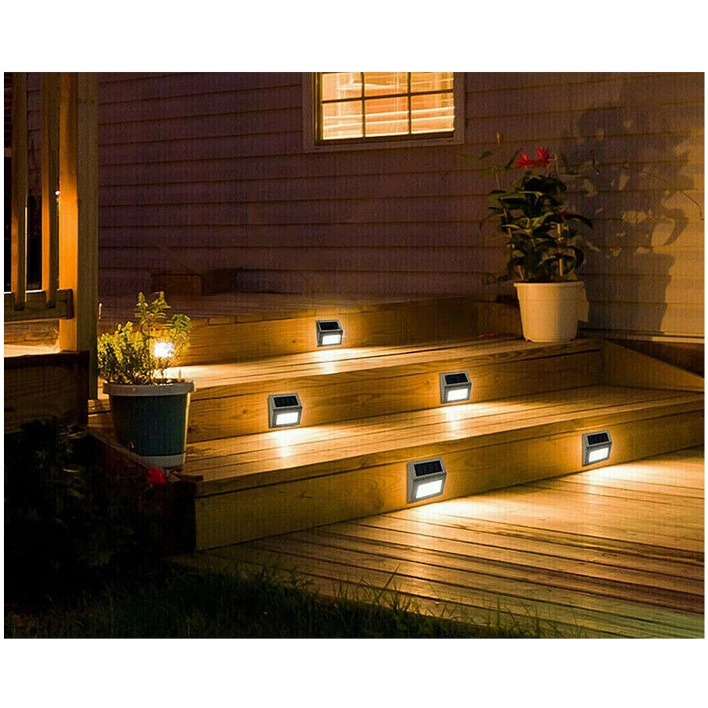 Garden Solar Powered LED Lights Outdoor Deck Step Fence Pathway