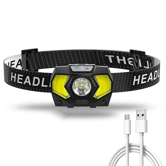 Camping Headlamp Rechargeable LED Torch Flashlight COB Lamp