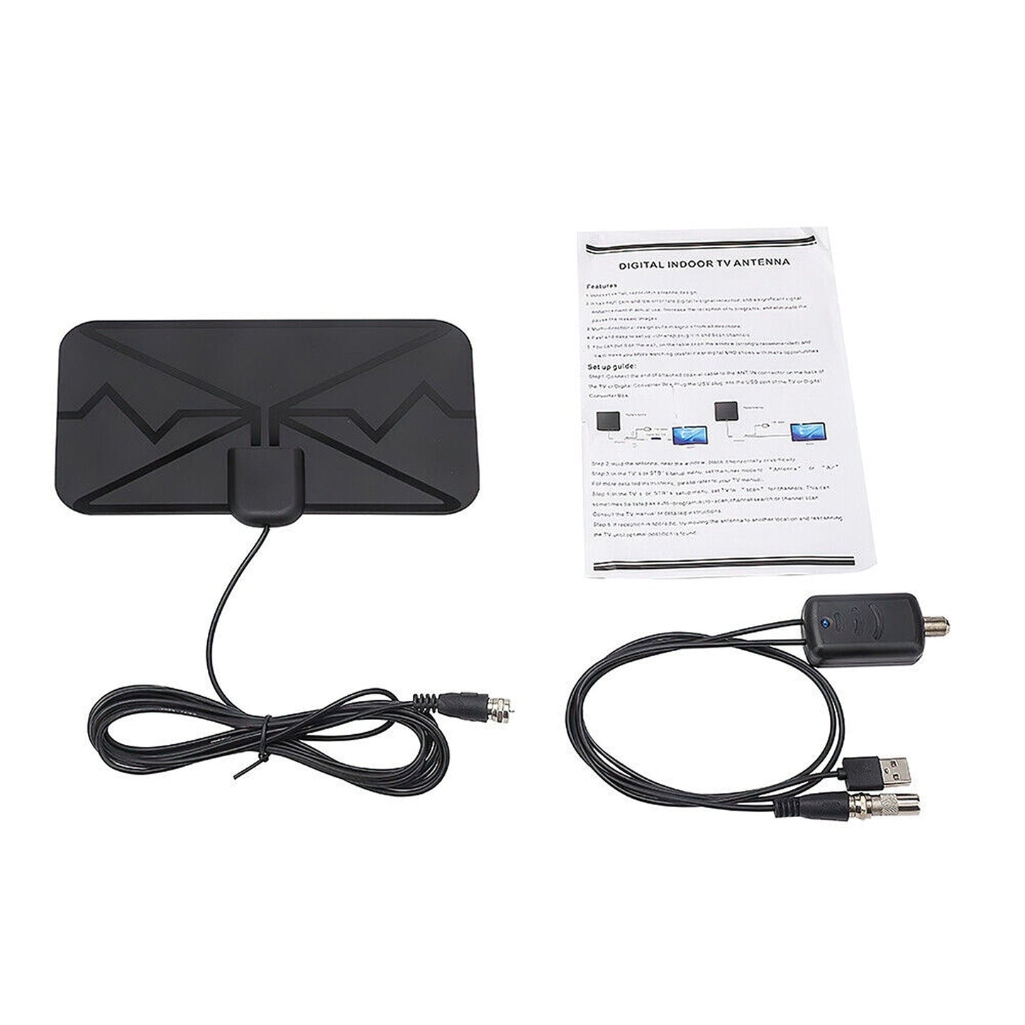 HDTV Indoor Outdoor Digital TV Antenna with 300 Miles Range Signal Booster