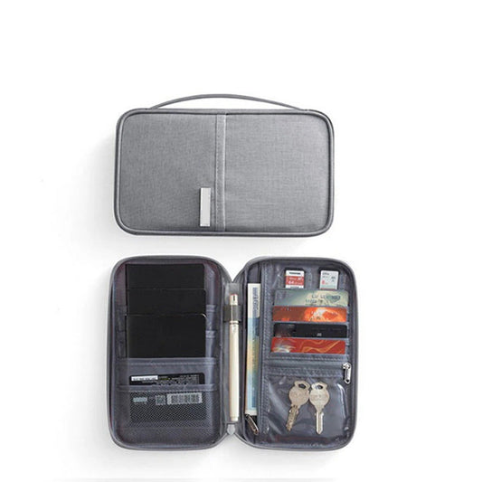 Grey RFID Family Travel Organizer Waterproof Passport Document Wallet