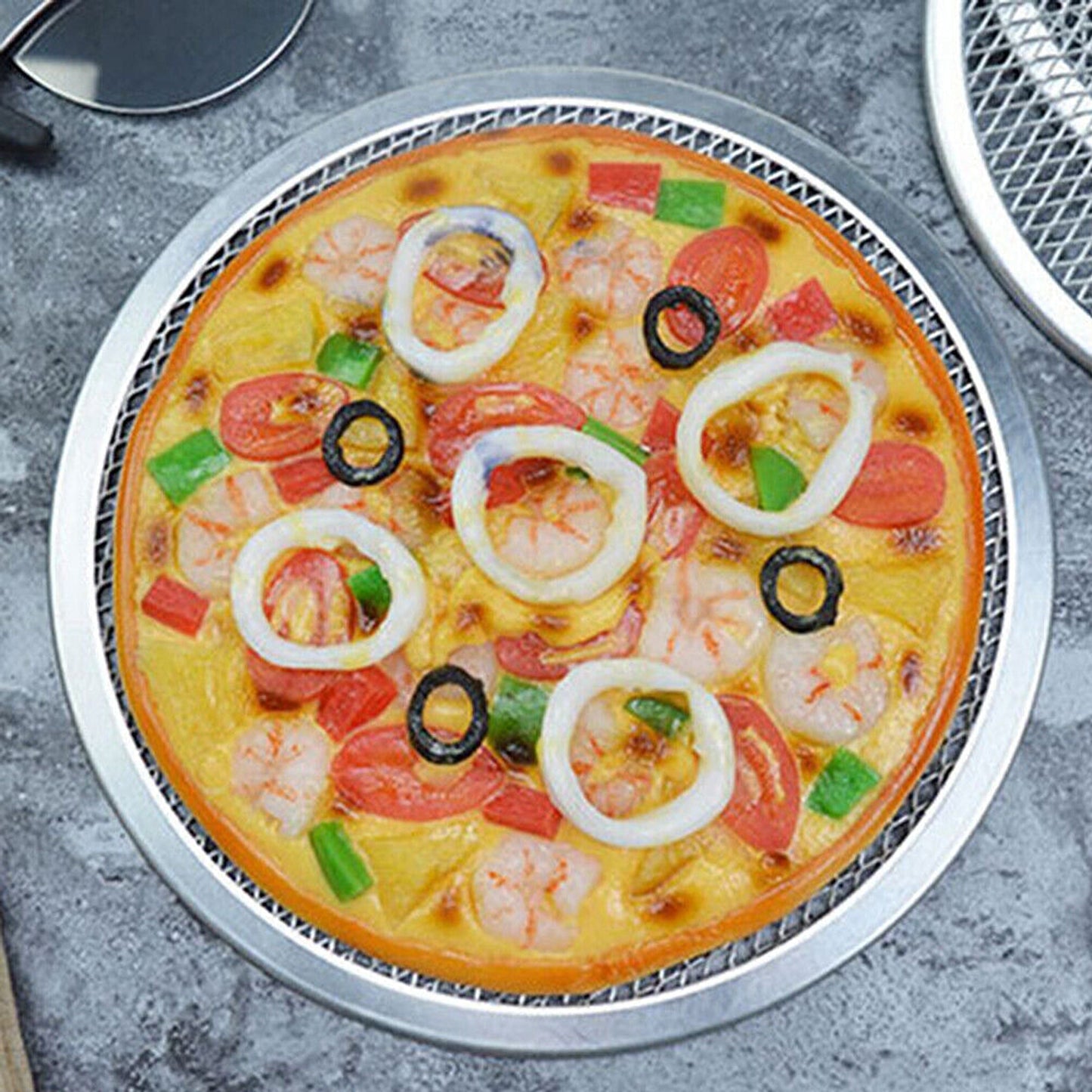 Aluminum Non-stick Mesh Pizza Baking Tray Round Net Pan