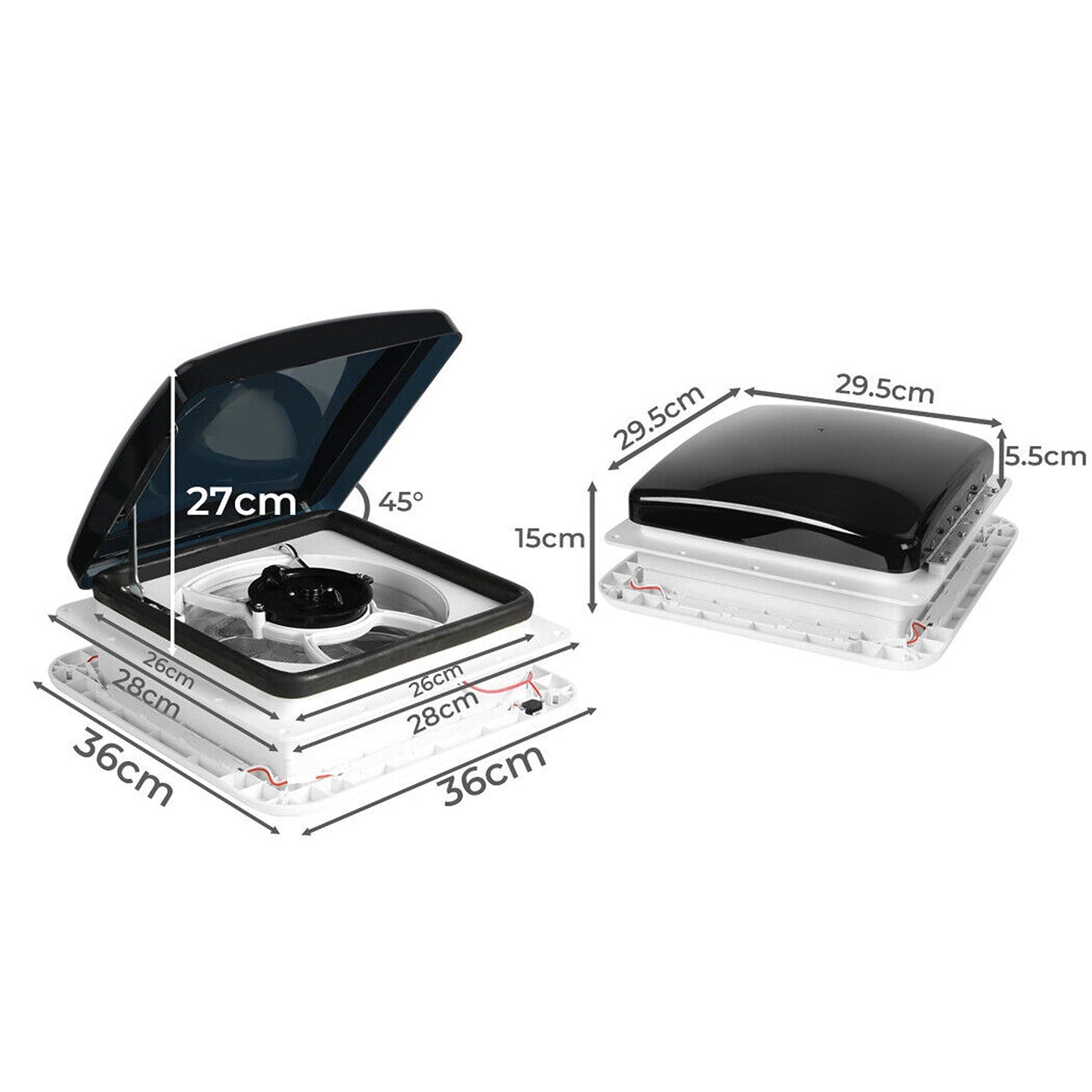RV Caravan Roof Vent Fan with Flyscreen 12V LED Light Shower Air Hatch