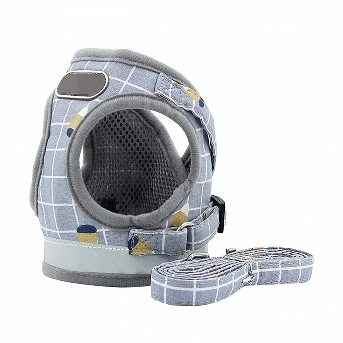 Grey Mesh Harness for Pets Adjustable Dog Cat Walking Vest