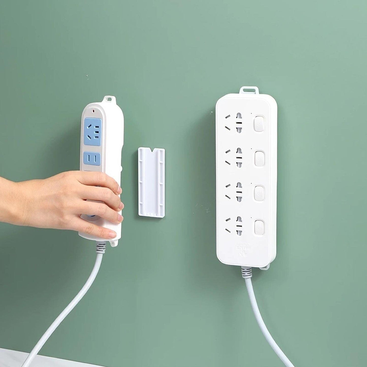 Self-Adhesive Wall-Mount Power Strip Fixer and Plug Organizer