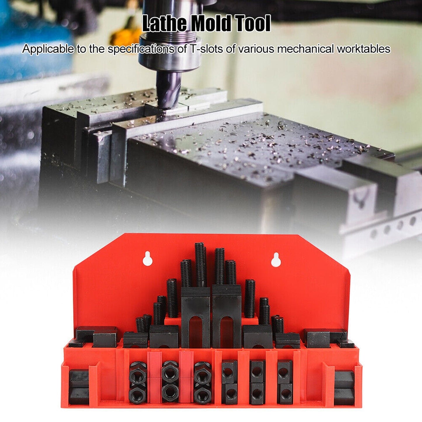 58pcs Lathe Milling Machine Clamping Set M10 T-Slot Clamp Kit