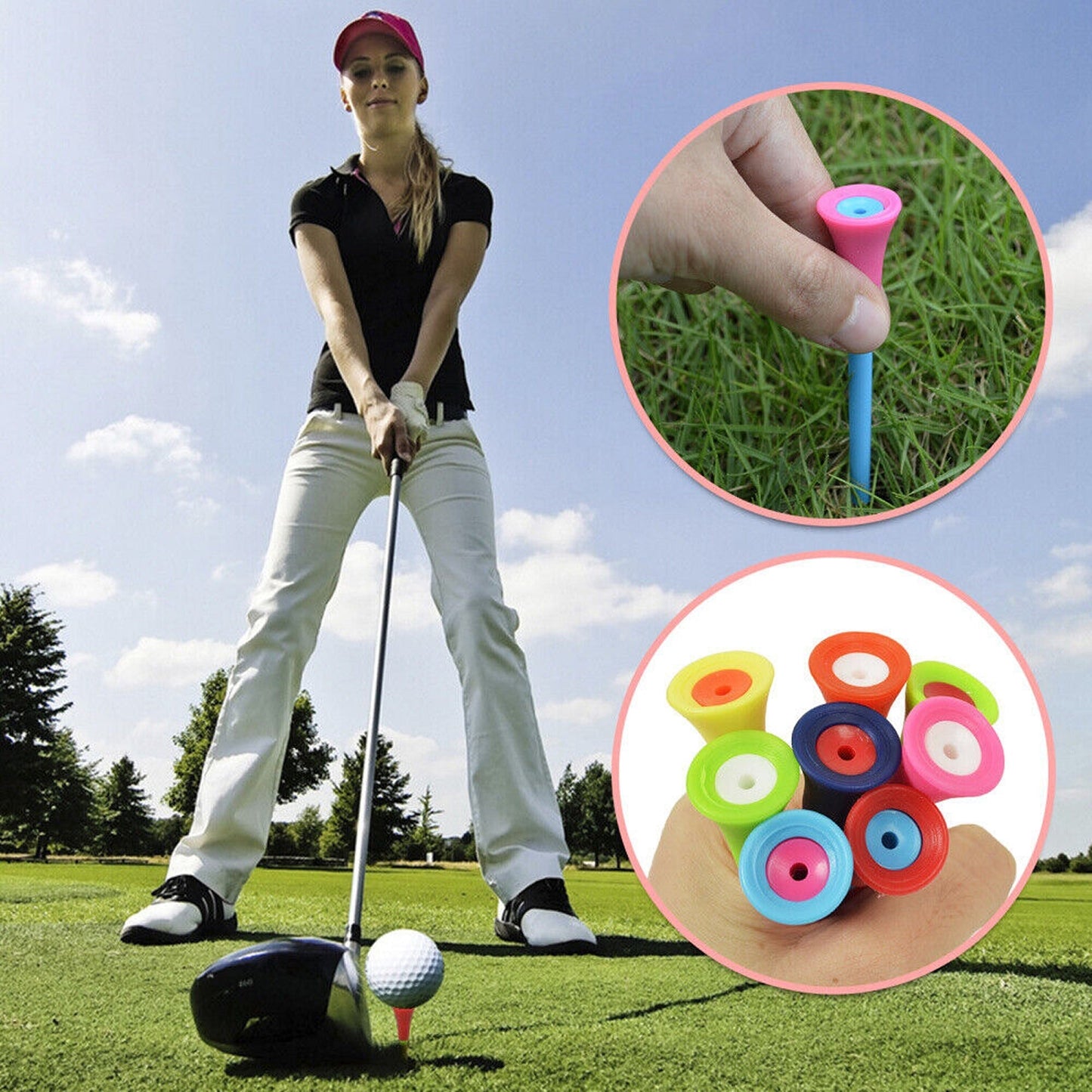 110pcs Multi-Colour 83mm Golf Tees with Rubber Cushion Top